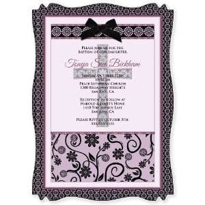   Vellum Overlay Baptism Invitations With Squiggle Shape Toys & Games