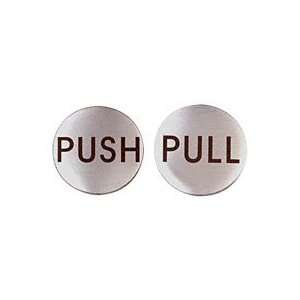 CRL Brushed Stainless 2 Round Push/Pull Set   Etched Stainless Steel