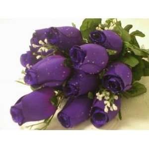 Artificial Silk Flowers Velvet Rose Buds Purple 84/pk  