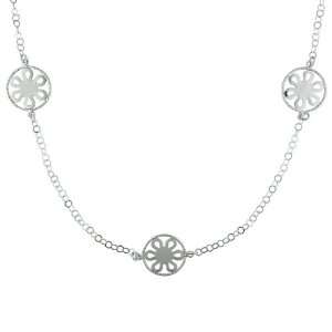  Sterling Silver Flower Circle Necklace Jewelry