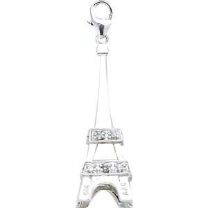  14K White Gold Diamond Eiffel Tower Charm Jewelry