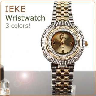 IEKE]Unique Stainless steel+gold plated DRESS WATCH High quality 