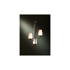   ZW303 Flora 3 Light Mini Chandelier in Mahogany with Soft Amber glass