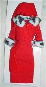 Pretty BARBIE Vintage Reproduction MATINEE FASHION Red Suit fur trim 