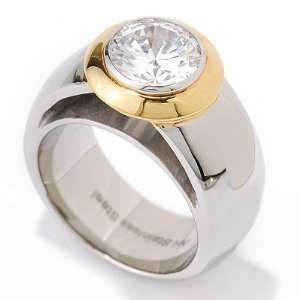   Stainless Steel / 18K Cubic Zirconia Signity® Stone Solitaire Ring