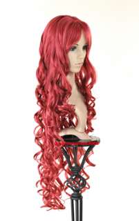 40 ~BURGUNDY RED~ CURLY WAVY COSTUME COSPLAY PARTY WIG MODEL DANCER 
