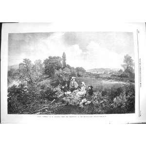  1869 Early Summer Scene Family Picnic Countryside