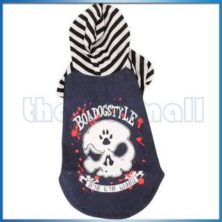 Hoodie Punk Style Pet Puppy Dog Clothes Apparel Strip  