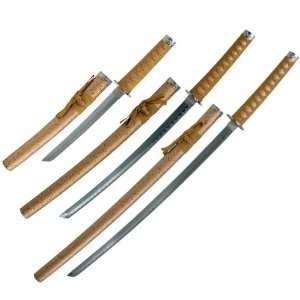   Golden Dragon Samurai Sword Set of 3 with Stand