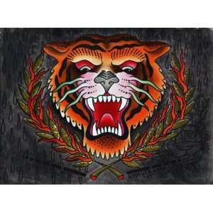  Tiger Head by Brother Greg Tattoo Art Canvas Giclee Print 