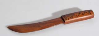 UNUSUAL OLD MULGA WOOD BUSH KNIFE, COLLECTED 1940S, THIS FINE CARVING 