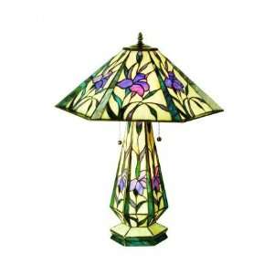   Tiffany Lamp 50808 25H Iris Hex Lighted Base Table Lamp Home