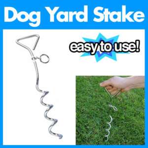 DOG YARD STAKE PET TIE OUT SPIRAL 360 DEG FREEDOM 17 IN  
