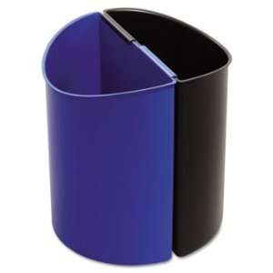  Desk Side Recycling Receptacle, 6 gal, Black and Blue 