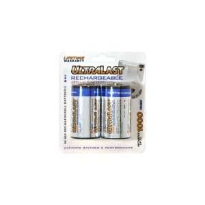  Ultralast D Cell Rechargeable NiMH Battery Retail Pack   2 