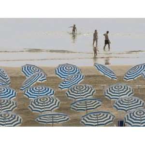 Umbrellas on the Beach, Family in the Sea, Jesolo, Venetian Lagoon 
