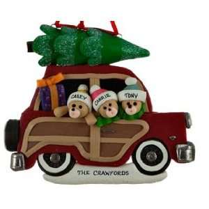  Personalized Woody Wagon Family of 3 Christmas Ornament 