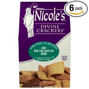 Nicoles Divine Crackers Oh For The Love of Herb, 5 Ounce Packages 