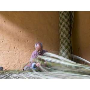 Man Weaving Bamboo Mat, Phobjikha Valley, Trongsa, Bhutan Photographic 