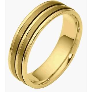   Double Bar 14 Karat Yellow Gold Wedding Band   9.5 