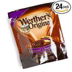 Werthers Original Caramel Chocolates, Dark, .7 Ounce Bags (Pack of 24 