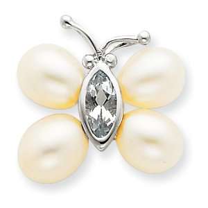   Pearl & Blue Topaz Butterfly Pendant West Coast Jewelry Jewelry