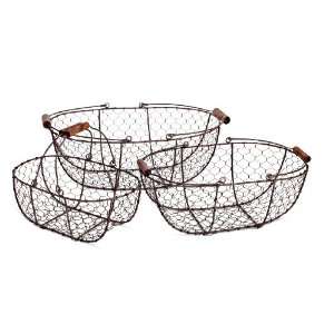    Lone Elm Studios Rustic Oval Wire Baskets, Set of 3